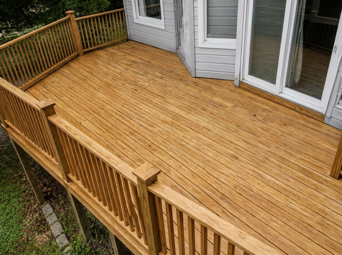 La même terrasse en dalles claires après nettoyage haute pression